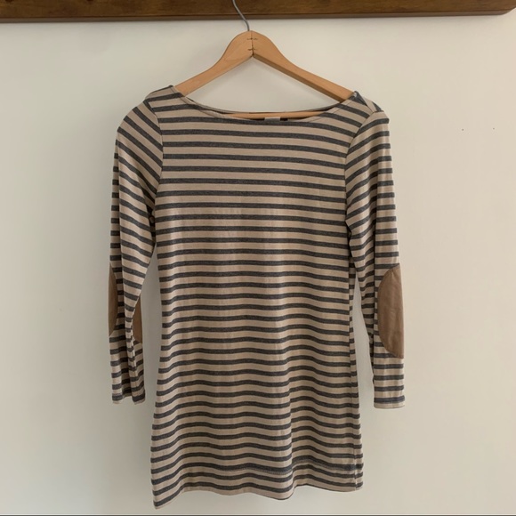 Suede Elbow Patch Striped Tunic - Picture 2 of 6